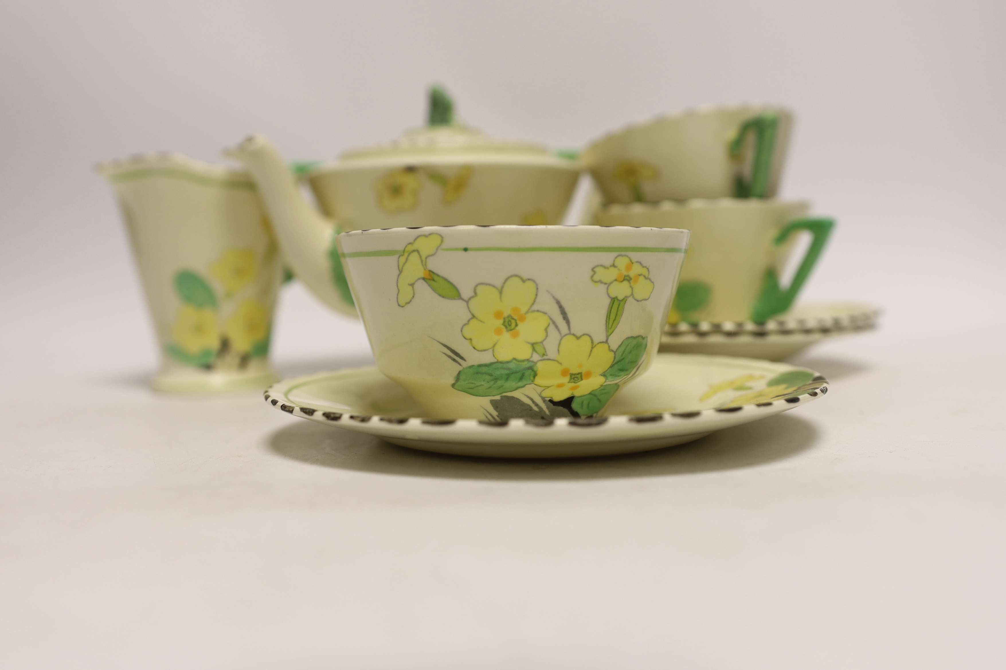 A Burleighware Art Deco style breakfast set, 19cm wide